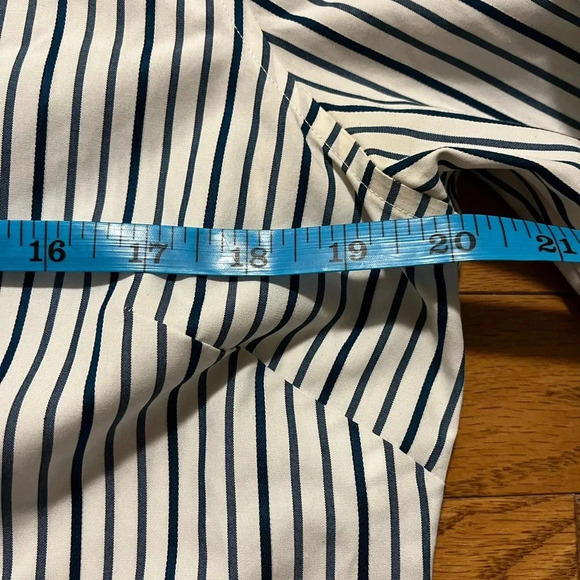 [US10]Banana Republic Blue/Gray Stripes WMN White Non Iron Tailored Dress Shirt - Picture 5 of 9